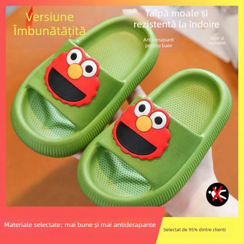 Papuci de vară pentru copii, model Cartoon, PVC, talpă anti-derapantă moale, pentru interior