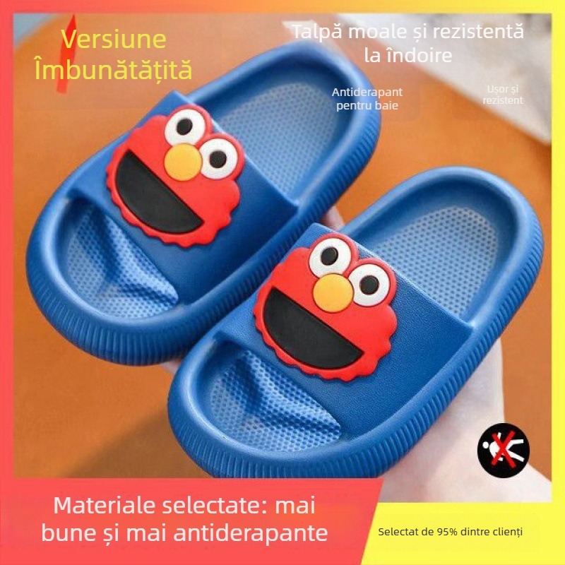 Papuci de vară pentru copii, model Cartoon, PVC, talpă anti-derapantă moale, pentru interior