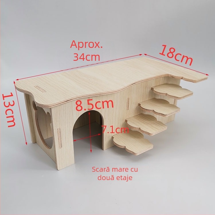 Cuib din lemn pentru hamster și căsuță mică – jucărie pentru animale de companie de la Cute Pet Home, potrivită pentru toate anotimpurile.