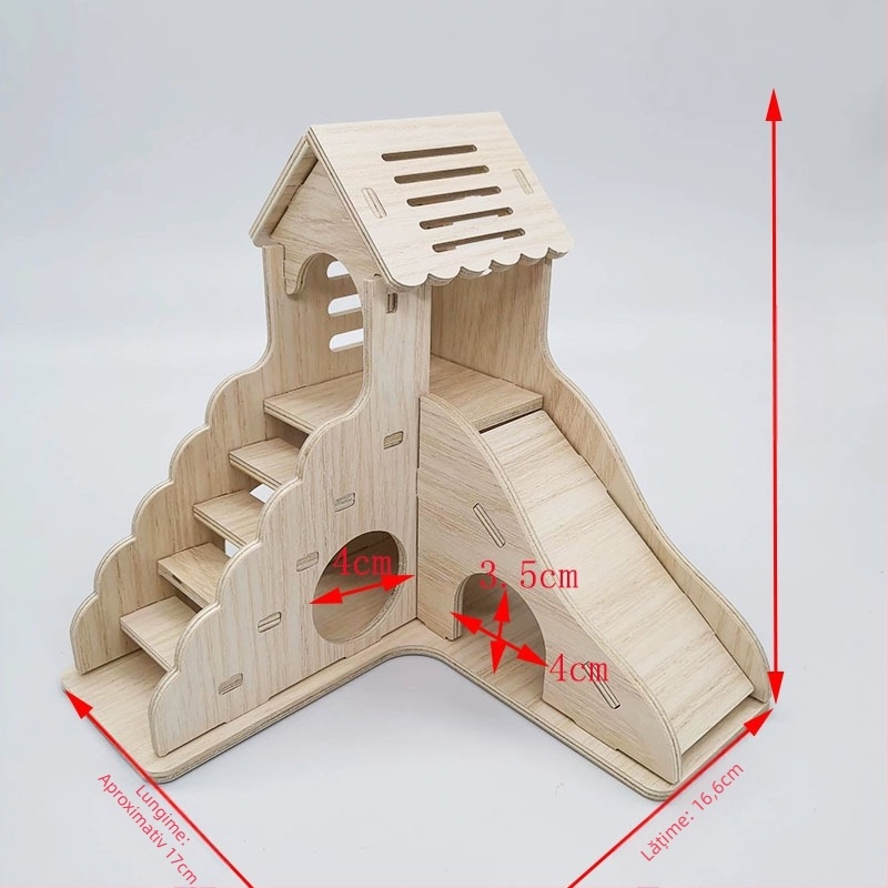 Cuib din lemn pentru hamster și căsuță mică – jucărie pentru animale de companie de la Cute Pet Home, potrivită pentru toate anotimpurile.