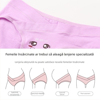 Chiloți de maternitate - bumbac 95%+, talie joasă pentru sprijinul burții, respirabili, pentru sarcină mijlocie-târzie și postpartum