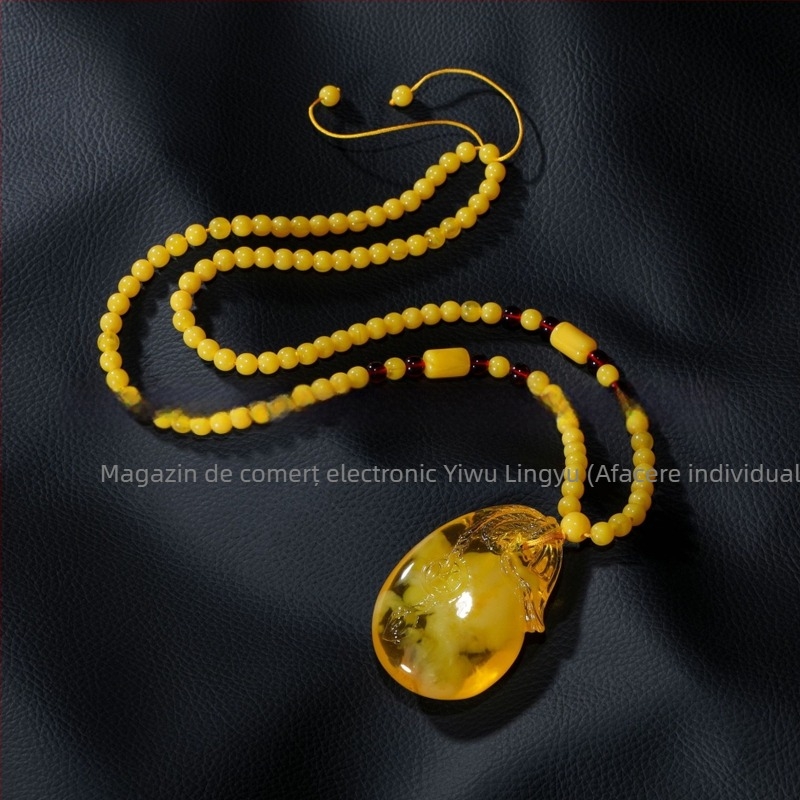 Colier lung pentru pulover, unisex, cu pandantiv lacrimă, lanț cu mărgele, model pătrățos, lungime 21–50 cm