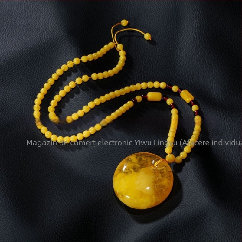 Colier lung pentru pulover, unisex, cu pandantiv lacrimă, lanț cu mărgele, model pătrățos, lungime 21–50 cm