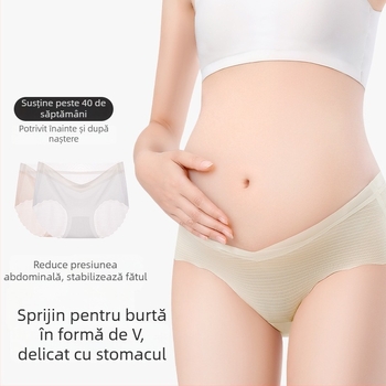 Chiloți de maternitate din bumbac, talie înaltă pentru susținerea burții, căptușeală din bumbac, tricot 40s, respirabili