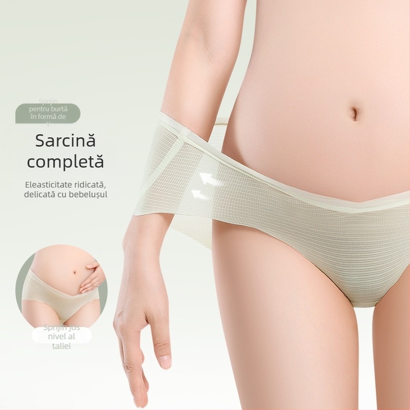 Chiloți de maternitate din bumbac, talie înaltă pentru susținerea burții, căptușeală din bumbac, tricot 40s, respirabili