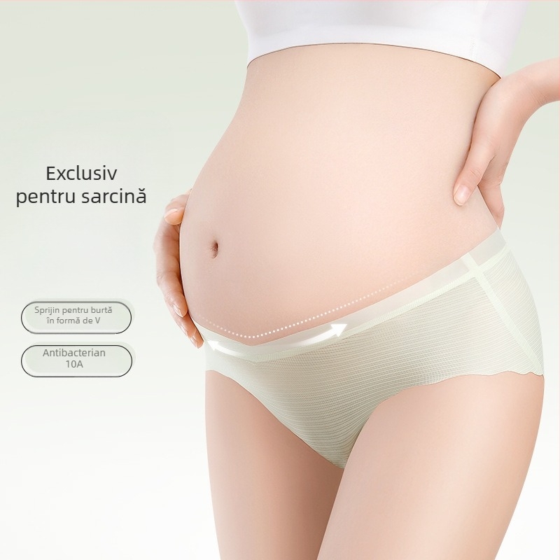 Chiloți de maternitate din bumbac, talie înaltă pentru susținerea burții, căptușeală din bumbac, tricot 40s, respirabili