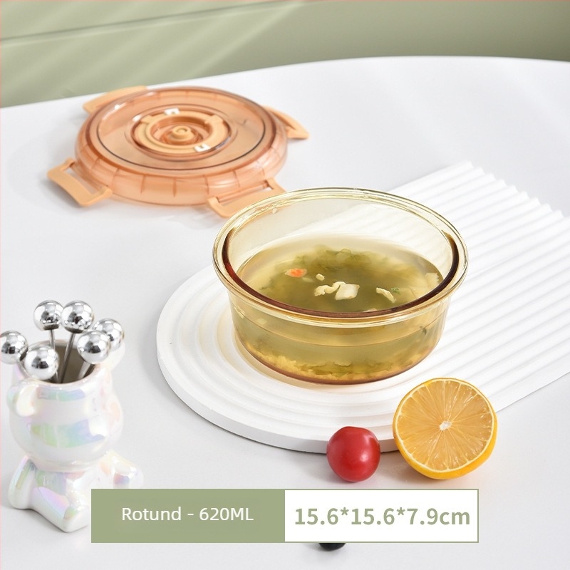 Cutie pentru prânz din sticlă cu două compartimente, sticlă alimentară, păstrarea prospețimii, compatibilă cu cuptorul cu microunde