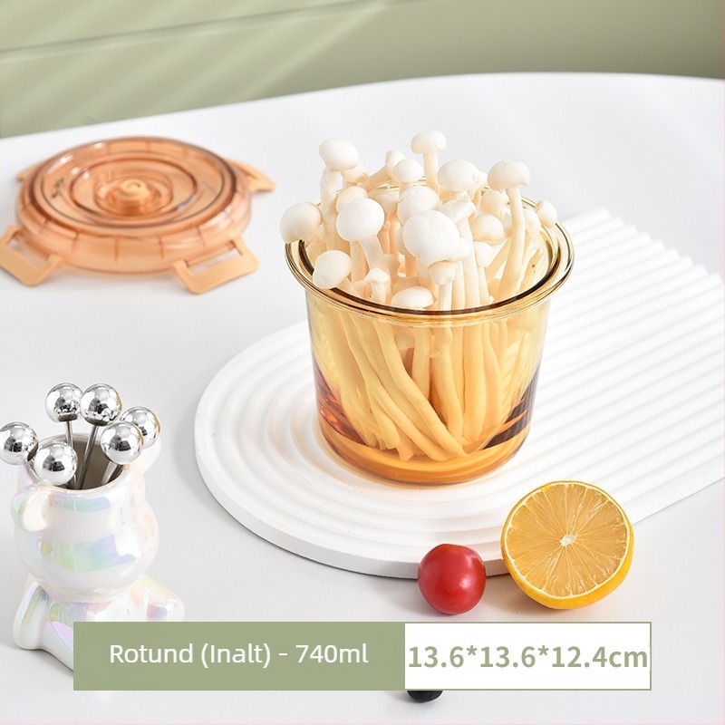 Cutie pentru prânz din sticlă cu două compartimente, sticlă alimentară, păstrarea prospețimii, compatibilă cu cuptorul cu microunde