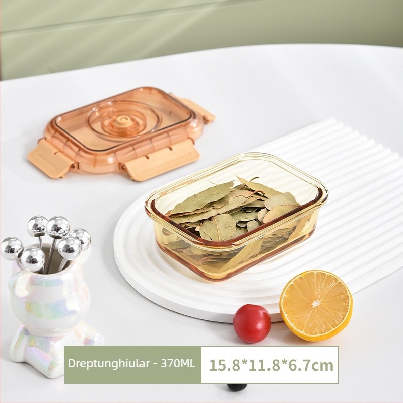 Cutie pentru prânz din sticlă cu două compartimente, sticlă alimentară, păstrarea prospețimii, compatibilă cu cuptorul cu microunde