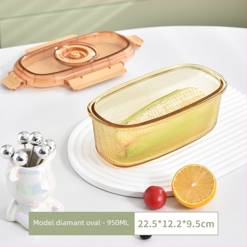 Cutie pentru prânz din sticlă cu două compartimente, sticlă alimentară, păstrarea prospețimii, compatibilă cu cuptorul cu microunde