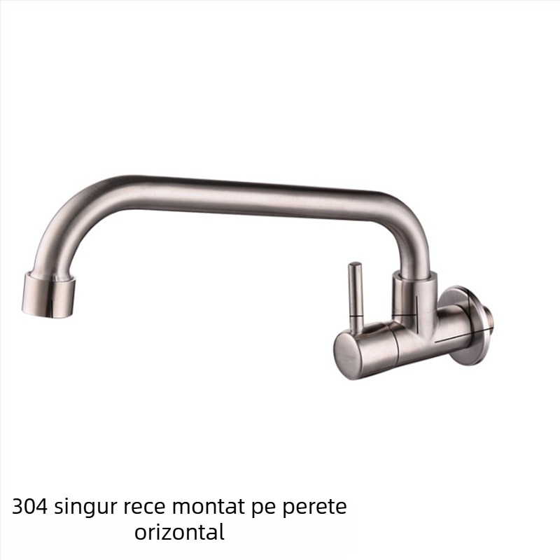 Robinet de bucătărie pentru chiuvetă, montaj pe perete, cupru, doar rece, stil modern minimalist, miez de valvă din cupru, acționare manuală