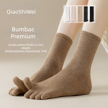 Șosete de damă cu cinci degete din bumbac, cu separatoare degete, antibacteriale, absorbante de transpirație, anti miros, compoziție 70% bumbac, 25% poliester, 5% elastan