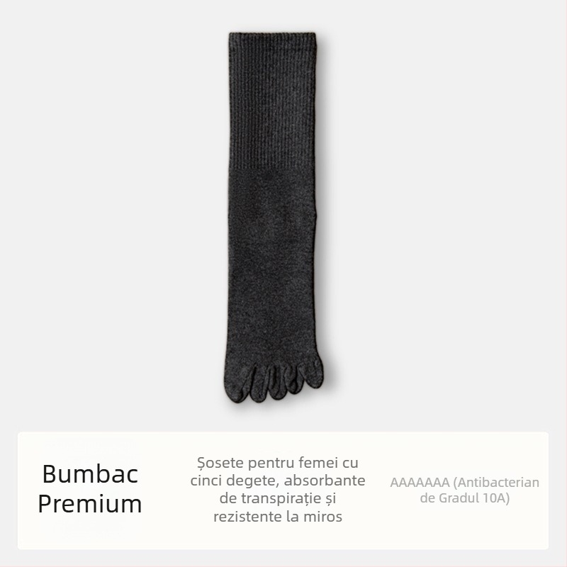 Șosete de damă cu cinci degete din bumbac, cu separatoare degete, antibacteriale, absorbante de transpirație, anti miros, compoziție 70% bumbac, 25% poliester, 5% elastan