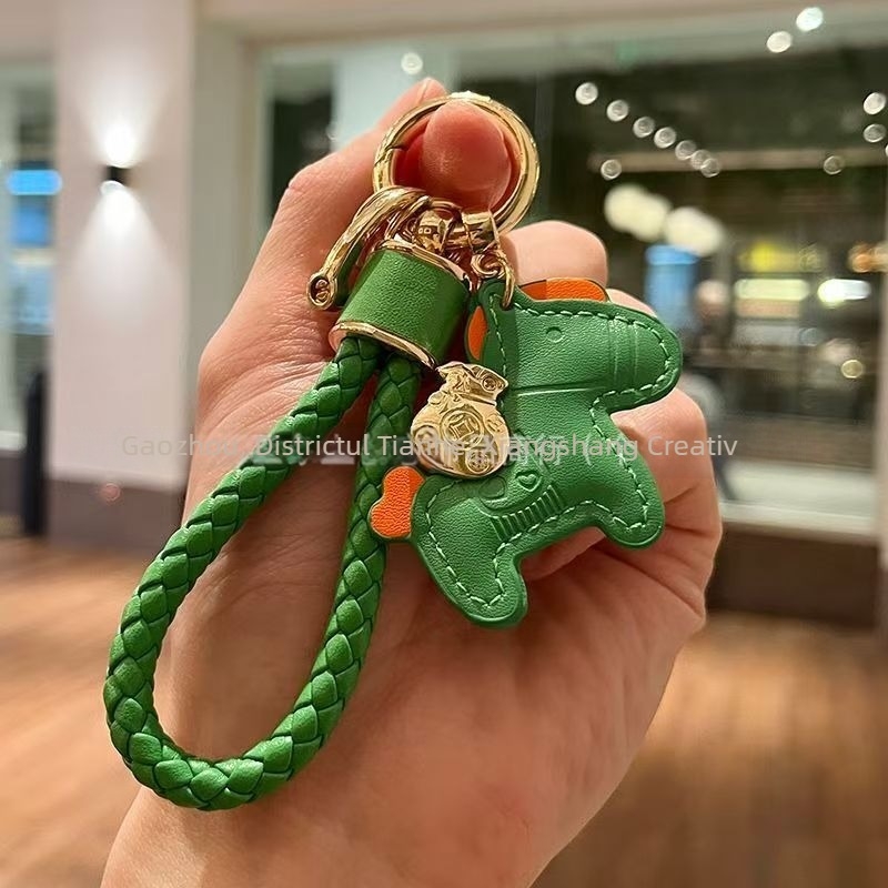 Cheie auto cu șnur din piele și pandantiv ponei din aliaj de zinc – stil modern minimalist, șarm DIY