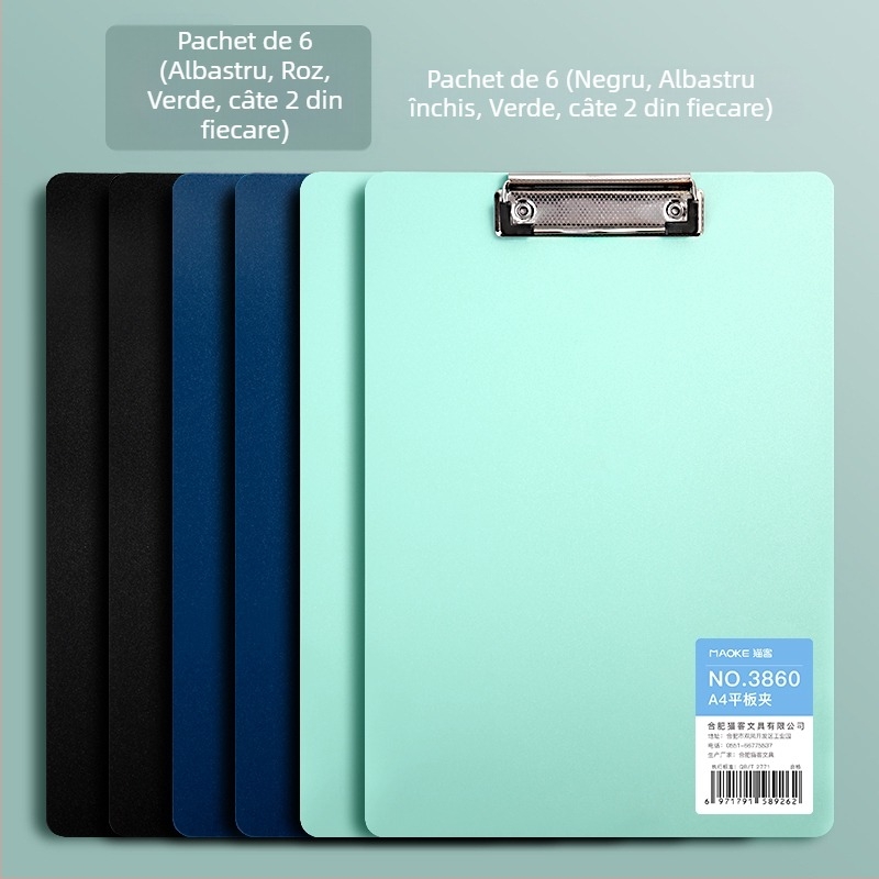Clipboard A4 din PVC, model 3860, pentru elevi, orientare verticală