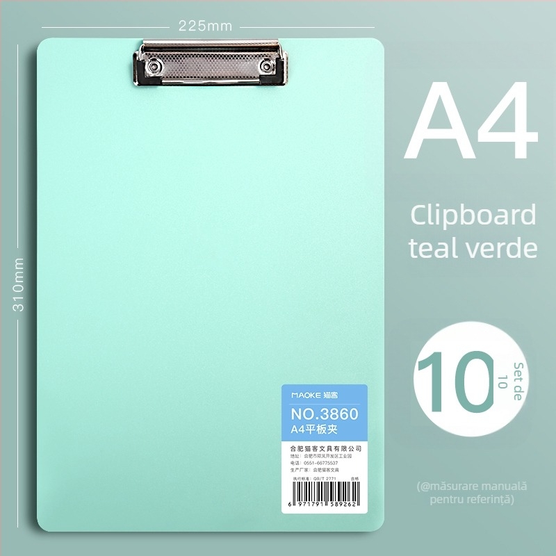 Clipboard A4 din PVC, model 3860, pentru elevi, orientare verticală