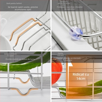 Coș telescopic de scurgere din oțel inoxidabil 201, cu mâner — suport retractabil pentru spălat legume, design modern minimalist