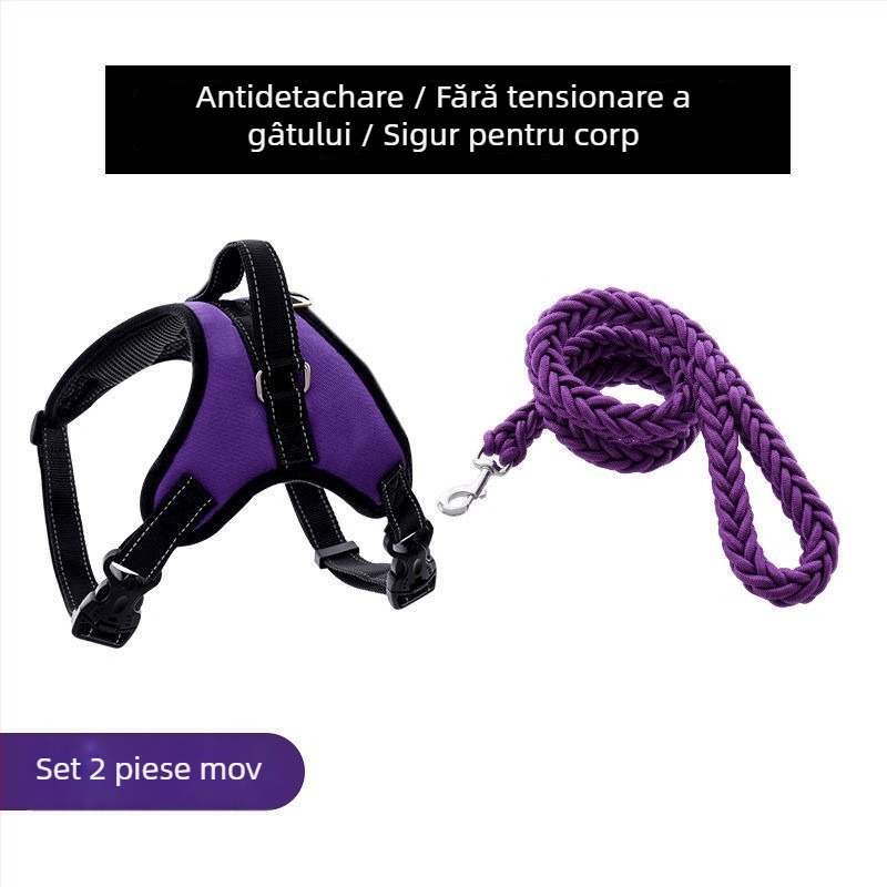 Ham pentru câini din nylon și lesă din șnur cu opt fire