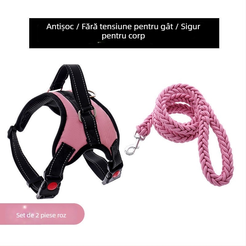 Ham pentru câini din nylon și lesă din șnur cu opt fire