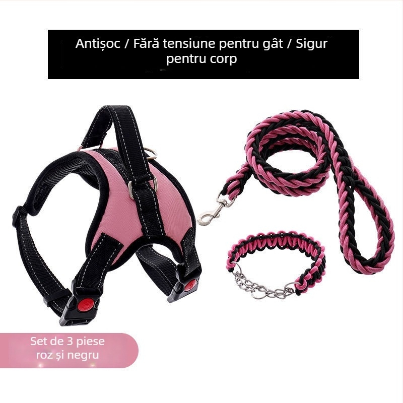 Ham pentru câini din nylon și lesă din șnur cu opt fire