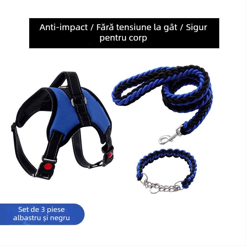 Ham pentru câini din nylon și lesă din șnur cu opt fire