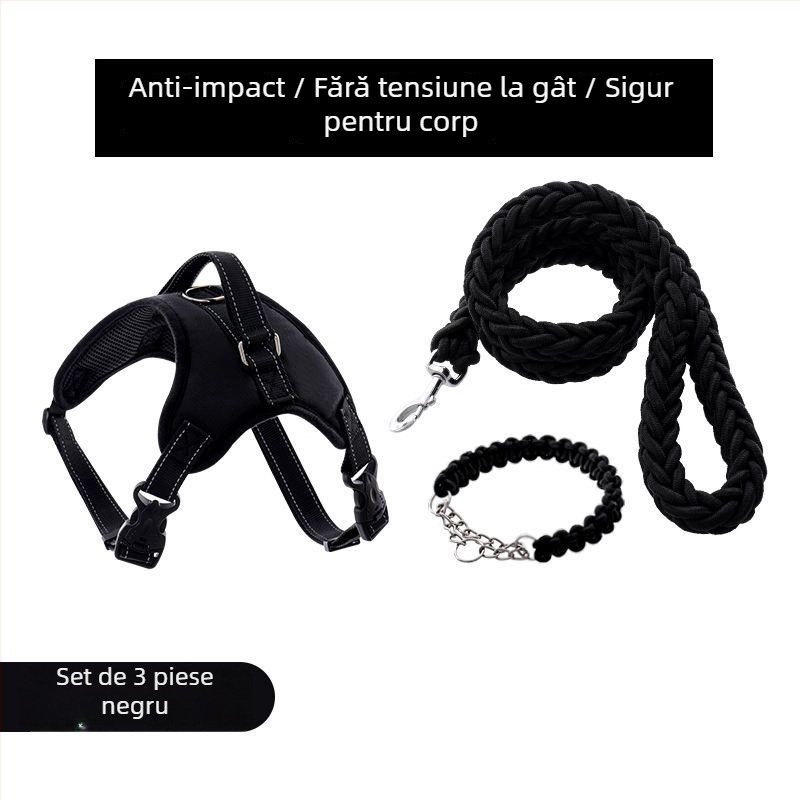 Ham pentru câini din nylon și lesă din șnur cu opt fire