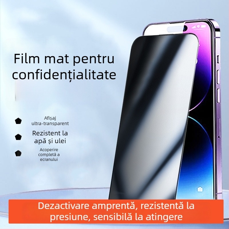 Protecție ecran din sticlă temperată cu anti-peep și protecție la cădere pentru iPhone 11–14 Pro/Max