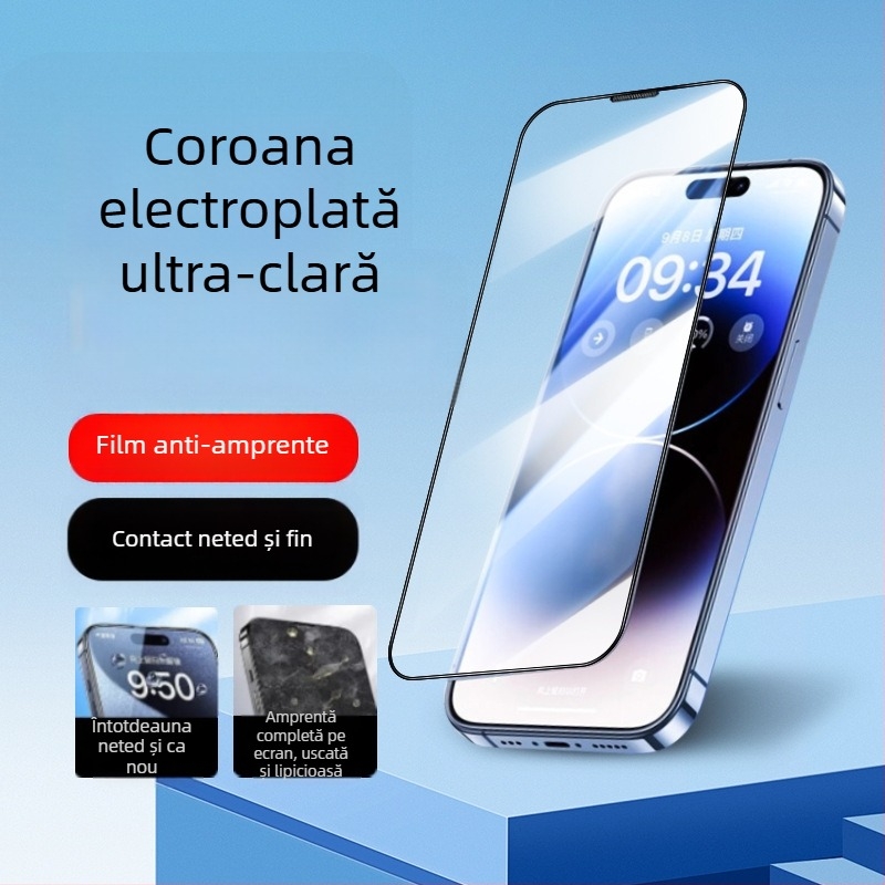 Protecție ecran din sticlă temperată cu anti-peep și protecție la cădere pentru iPhone 11–14 Pro/Max