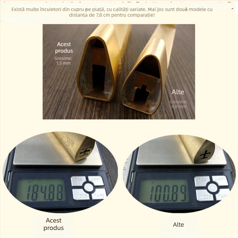 Lacăt orizontal pentru dulap din alamă, stil Chinez nou, aspect antic-retro, model Thickened Lock, marcă Chengyu