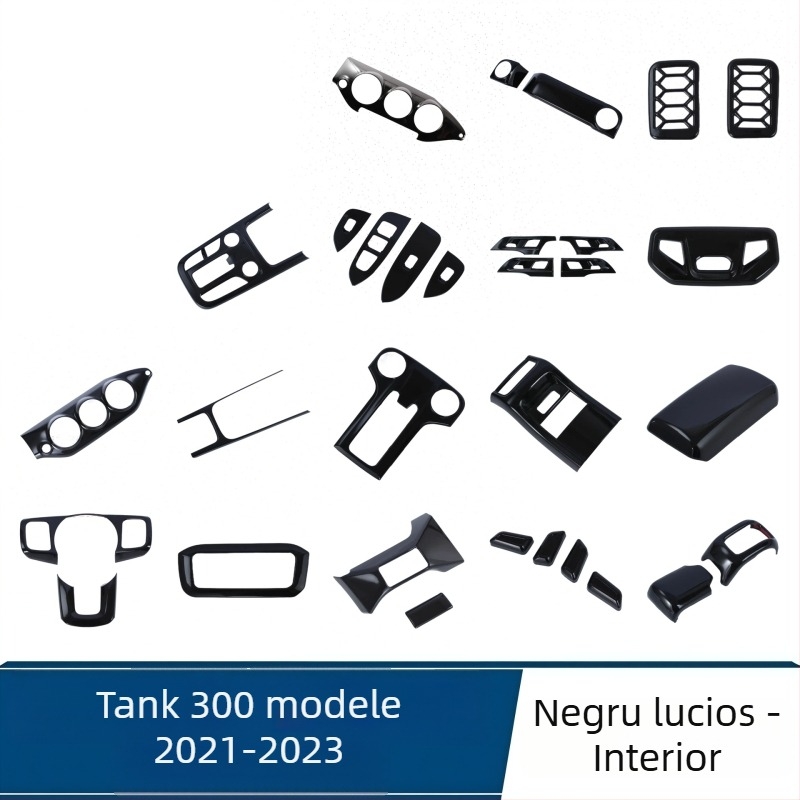 Accesorii interioare Tank 300 pentru modelele 2021–2023 – ABS plastic, model X6644D33, montaj cu adeziv, cadru de schimbător, braț interior, ieșire aer consola centrală