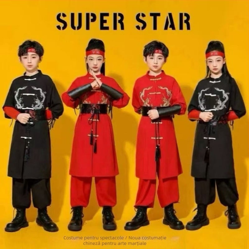 Costum pentru copii, două piese, pantaloni – stil chinezesc, fără mâneci, din corduroy, cu blană de iepure