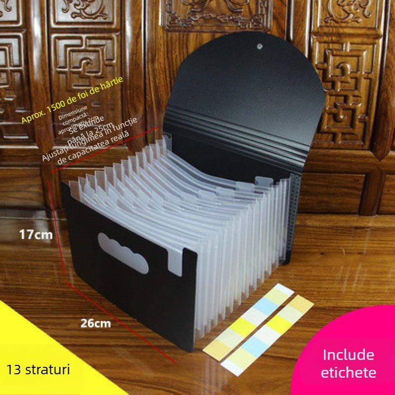 Dosar acordeon pentru documente – plastic, A5, pentru facturi și chitanțe, QS1546511521