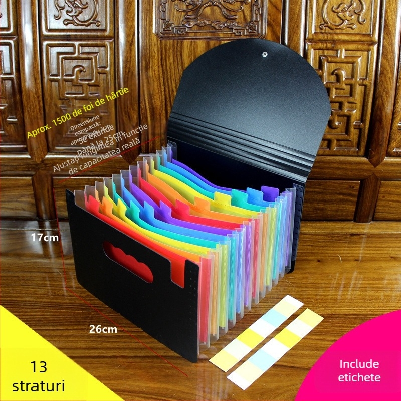 Dosar acordeon pentru documente – plastic, A5, pentru facturi și chitanțe, QS1546511521