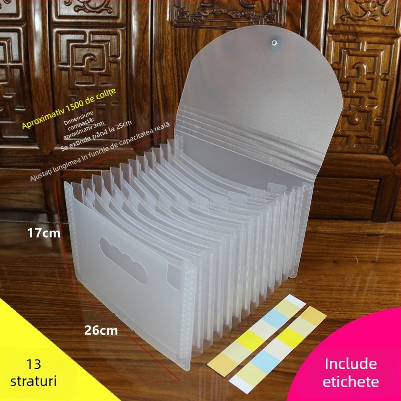 Dosar acordeon pentru documente – plastic, A5, pentru facturi și chitanțe, QS1546511521