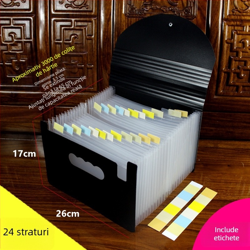 Dosar acordeon pentru documente – plastic, A5, pentru facturi și chitanțe, QS1546511521