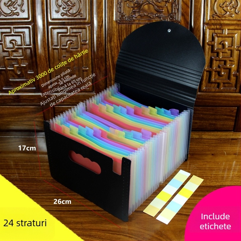 Dosar acordeon pentru documente – plastic, A5, pentru facturi și chitanțe, QS1546511521