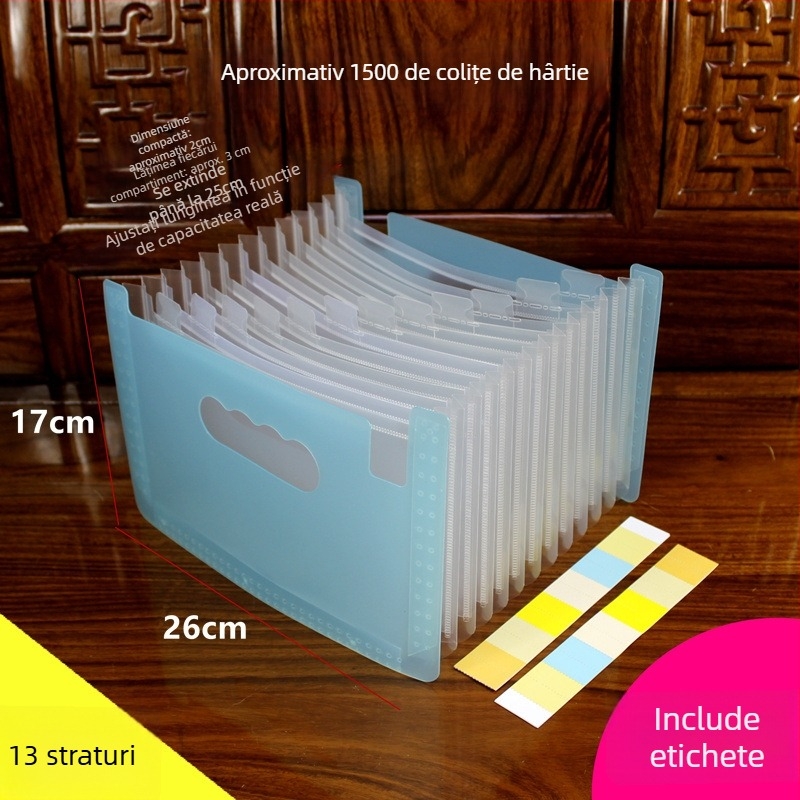 Dosar acordeon pentru documente – plastic, A5, pentru facturi și chitanțe, QS1546511521