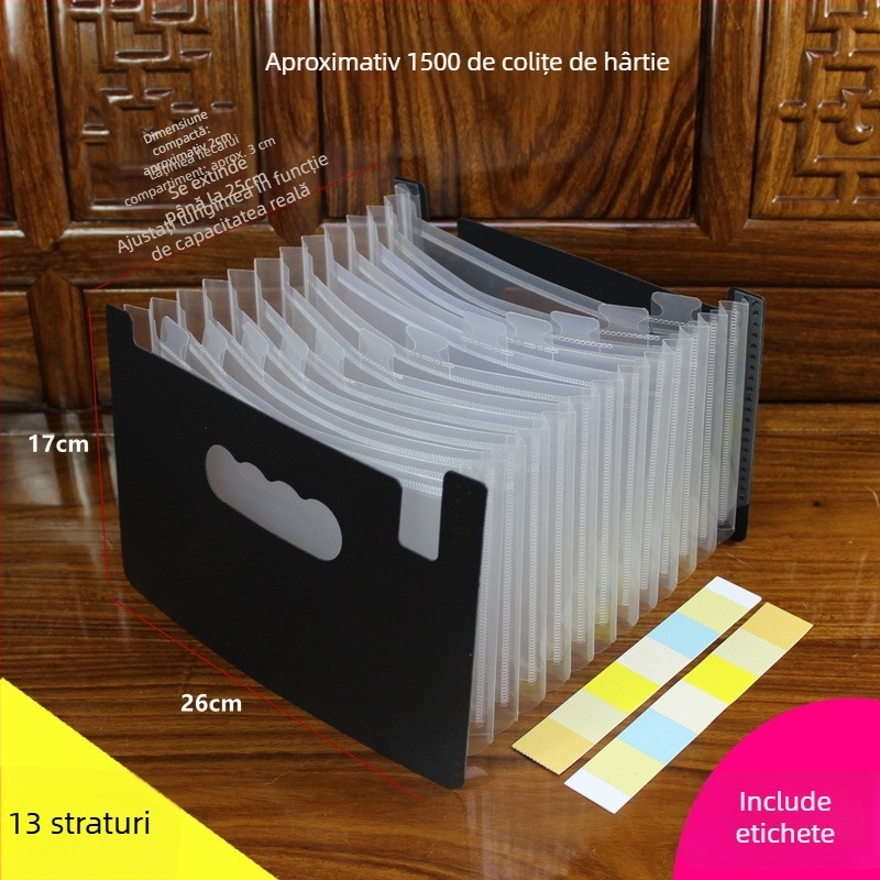 Dosar acordeon pentru documente – plastic, A5, pentru facturi și chitanțe, QS1546511521