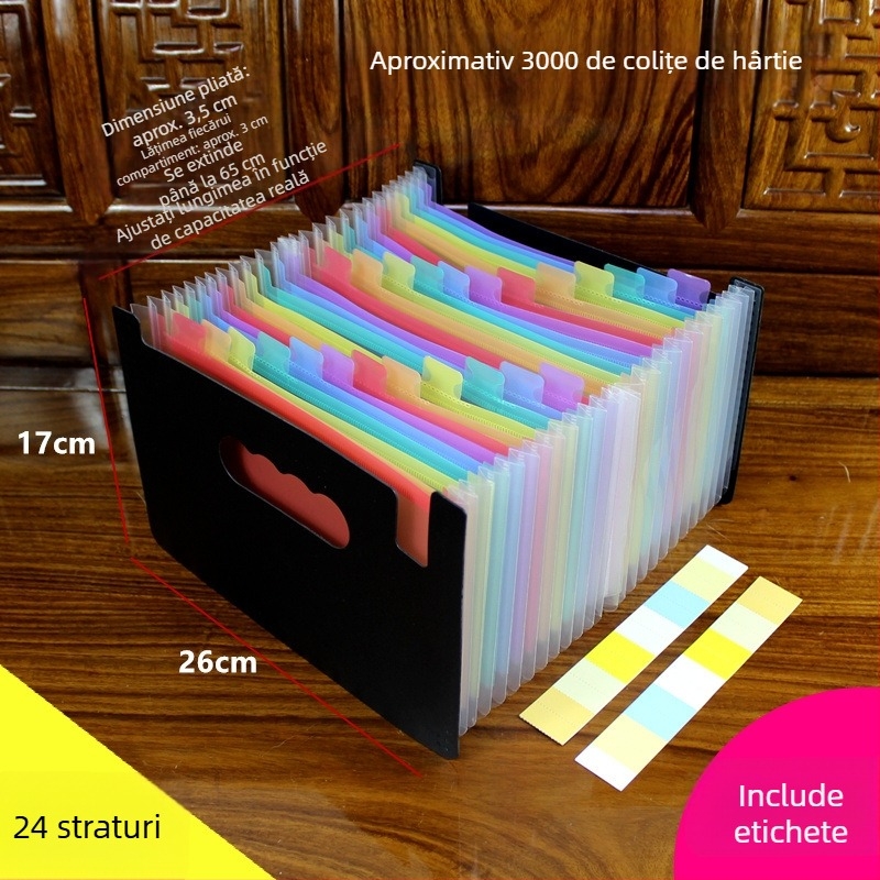 Dosar acordeon pentru documente – plastic, A5, pentru facturi și chitanțe, QS1546511521