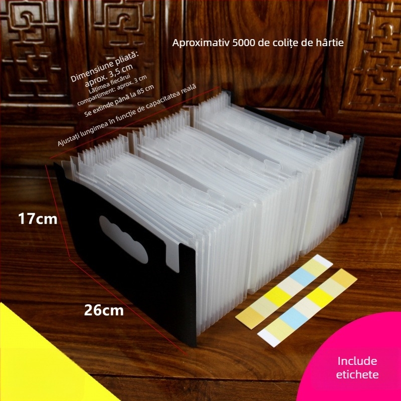 Dosar acordeon pentru documente – plastic, A5, pentru facturi și chitanțe, QS1546511521