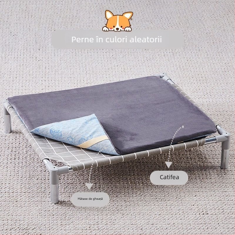 Pat pentru animale de companie cu cadru metalic pentru pisici (Metal; Pisici; Cuiburi și cuști)