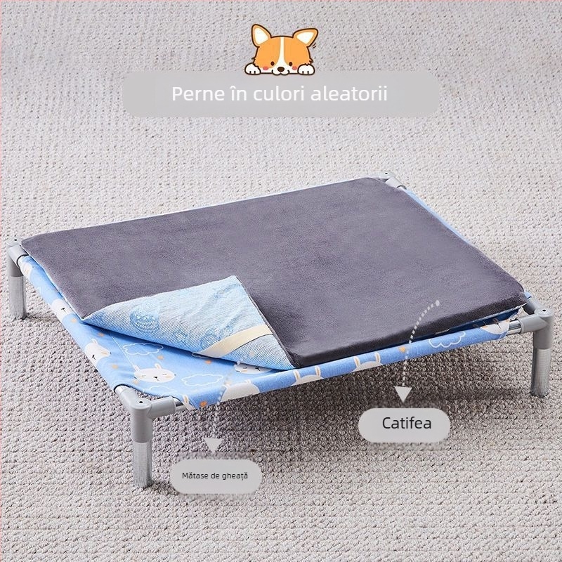 Pat pentru animale de companie cu cadru metalic pentru pisici (Metal; Pisici; Cuiburi și cuști)