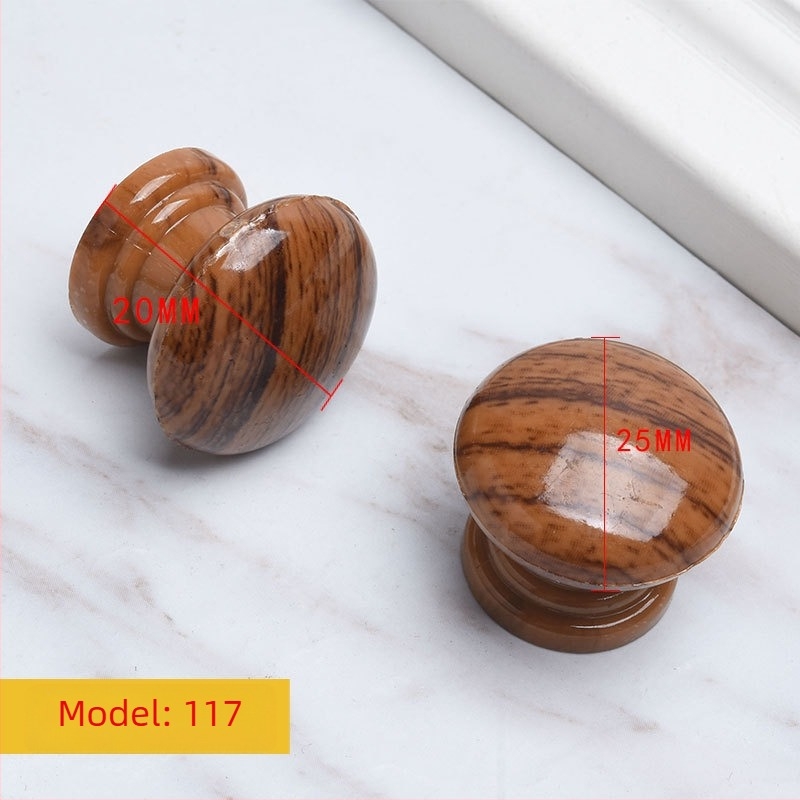 Mâner rotund din lemn pentru dulap, stil trompetă, finisaj transfer de apă, montaj pe suprafață pentru uși și sertare, stil modern minimalist