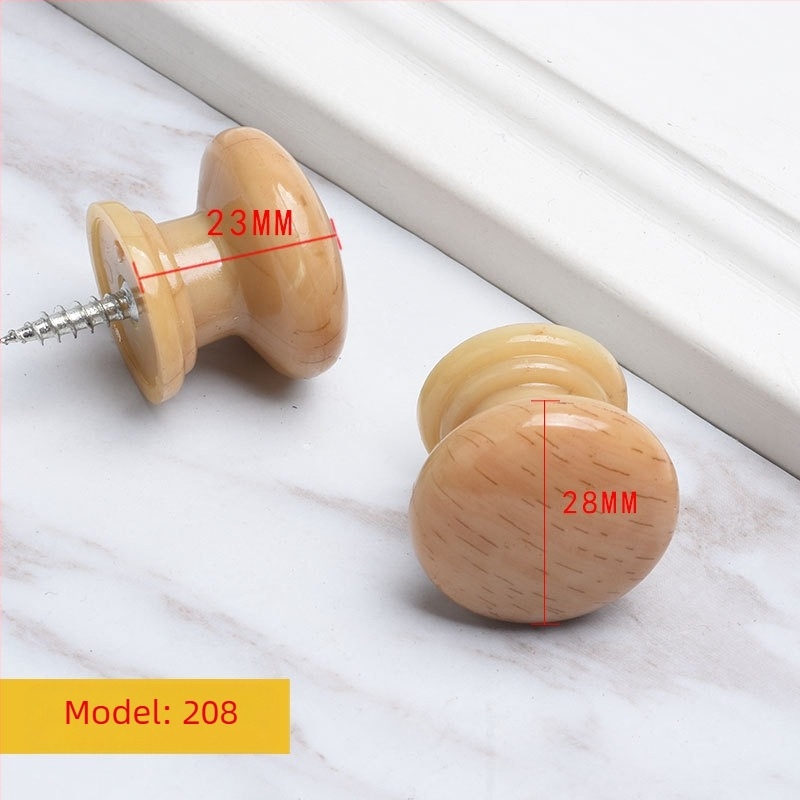 Mâner rotund din lemn pentru dulap, stil trompetă, finisaj transfer de apă, montaj pe suprafață pentru uși și sertare, stil modern minimalist