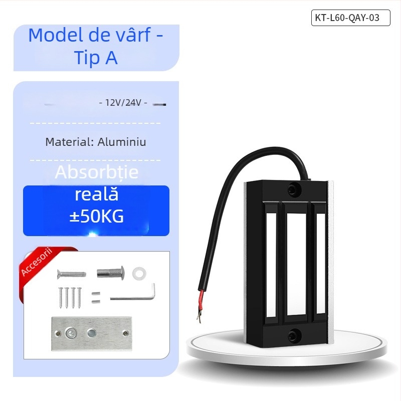 KOB KT-L60 încuietoare magnetică pentru controlul accesului, electromagnet, forță de retenție 60 kg, alimentare 12V/24V
