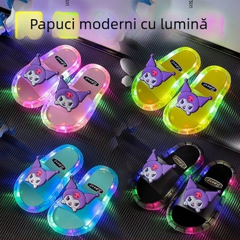 Papuci copii luminoși cu design desen animat, din PVC - partea superioară și talpa, antiderapante, rezistente la uzură, pentru vârsta 1–3 ani