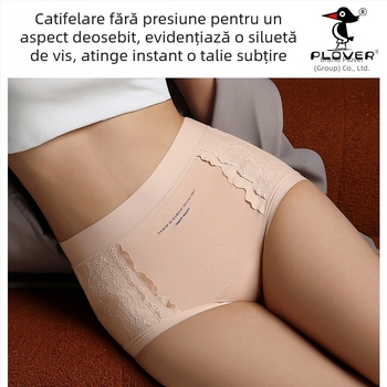 Slips din bumbac cu dantelă și jacquard, talie medie-înaltă, acoperire completă a șoldurilor, elasticitate mare
