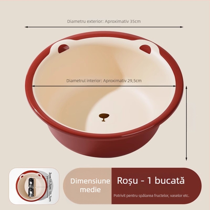 Vas mare din plastic pentru uz casnic – durabil, gros, multi‑funcțional pentru spălat rufe, legume, păr și picioare; Material: plastic; Specificație: 39; Cantitate în cutie: 50/60/80 buc.; Greutate: sub 0,5 kg; Formă: simplă