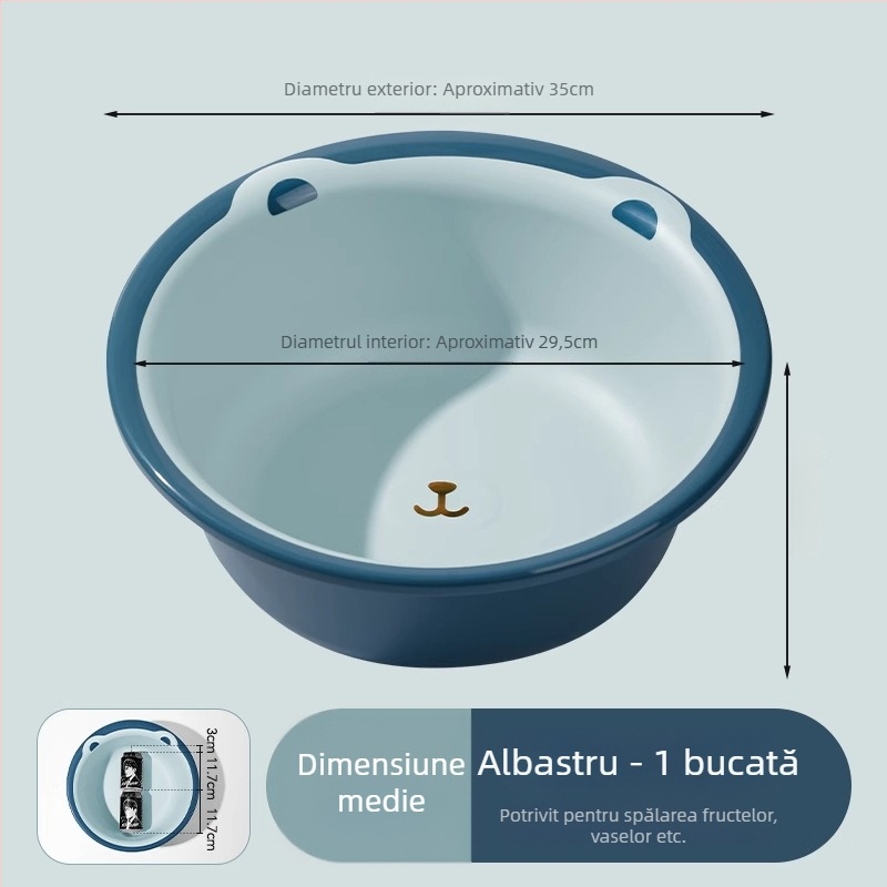 Vas mare din plastic pentru uz casnic – durabil, gros, multi‑funcțional pentru spălat rufe, legume, păr și picioare; Material: plastic; Specificație: 39; Cantitate în cutie: 50/60/80 buc.; Greutate: sub 0,5 kg; Formă: simplă