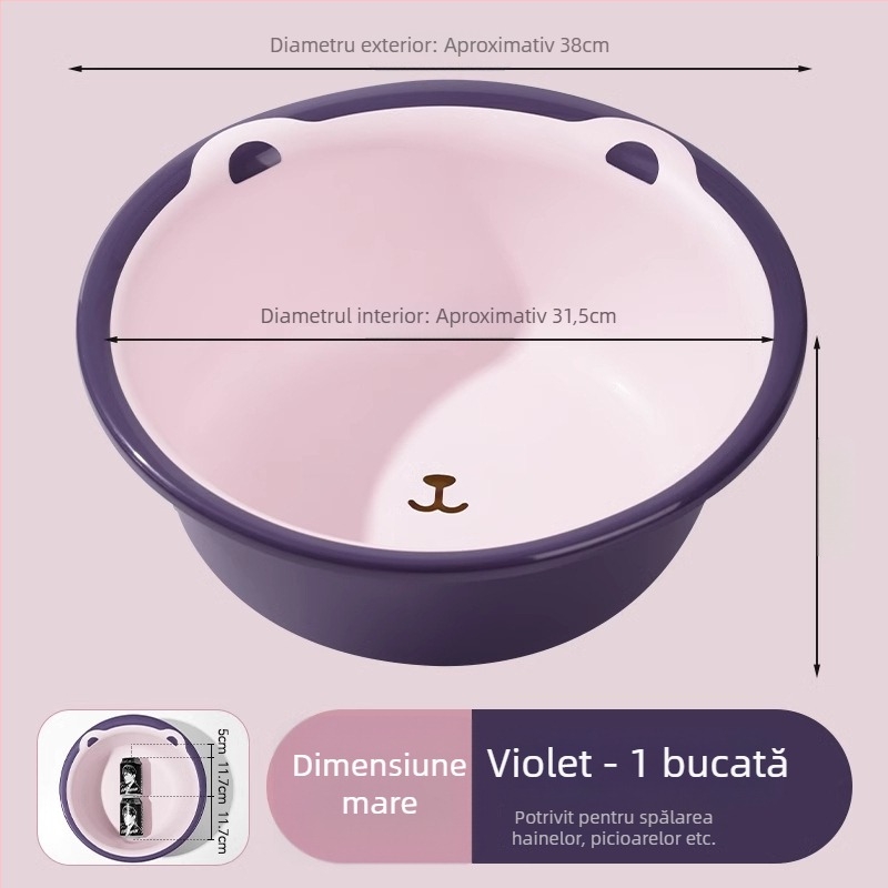 Vas mare din plastic pentru uz casnic – durabil, gros, multi‑funcțional pentru spălat rufe, legume, păr și picioare; Material: plastic; Specificație: 39; Cantitate în cutie: 50/60/80 buc.; Greutate: sub 0,5 kg; Formă: simplă